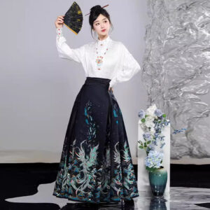 ming dynasty half high collar shirt horse face skirt hanfu