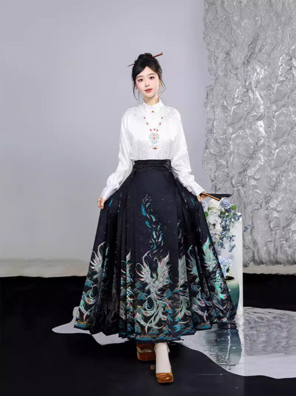 ming dynasty half high collar shirt horse face skirt hanfu