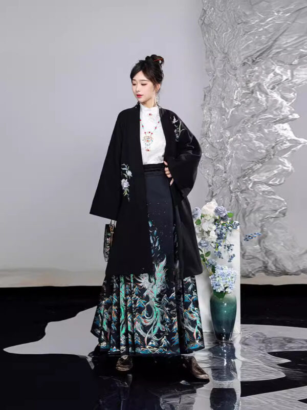 ming dynasty half high collar shirt horse face skirt hanfu